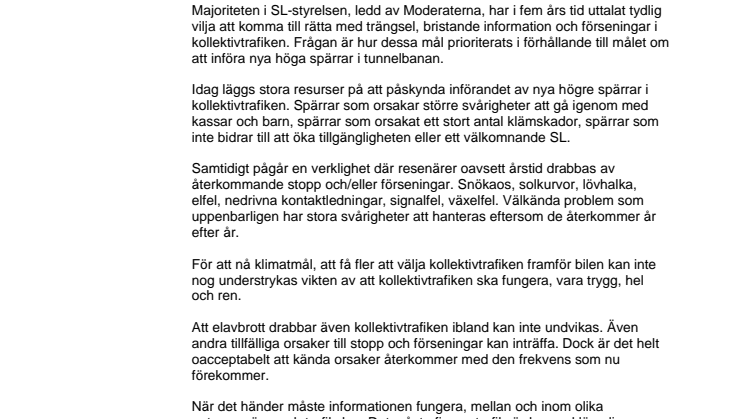 Skrivelse: SL:s styrelse förslag till omprioritering 2010-10-05