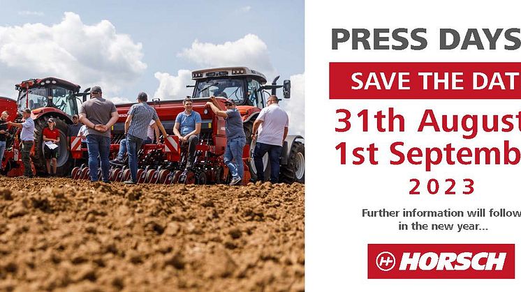 Boka in Horsch pressevent i din kalender redan nu - mer information kommer.