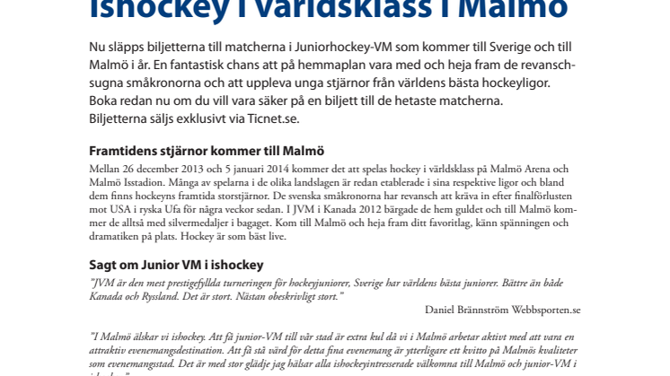 Ishockey i världsklass i Malmö