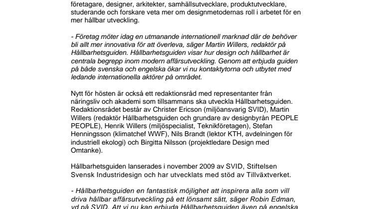 Utvecklad guide ska ge hållbar affärsutveckling