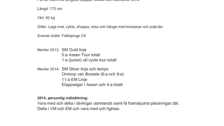 Persondata Julia Karlsson, Falköpings CK