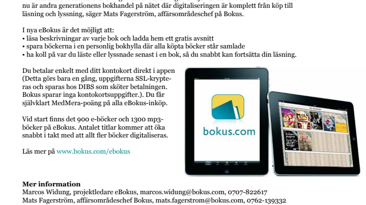 eBokus öppnar för e-bokens genombrott i Sverige