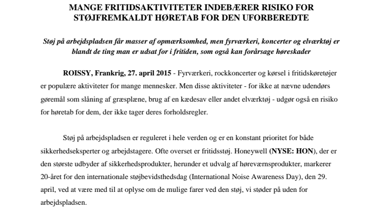 Mange fritidsaktiviteter indebærer risiko for støjfremkaldt høretab for den uforberedte 
