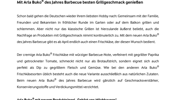 Mit Arla Buko® des Jahres Barbecue besten Grillgeschmack genießen