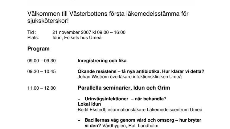 Första läkemedelsstämman för sjuksköterskor i Västerbottens län