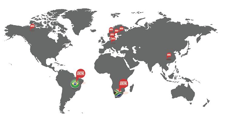 DEFA finns i över 30 länder, nu även i Sydafrika och Brasilien.