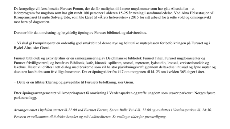 ​Kronprinsparet åpner Furuset bibliotek og aktivitetshus 1. mars    OPPDATERT MED VIDEO og BILDER!