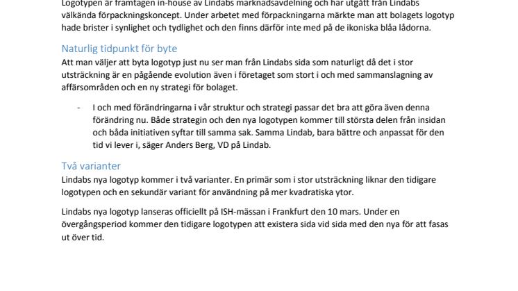 Evolution snarare än revolution när Lindab byter logotyp