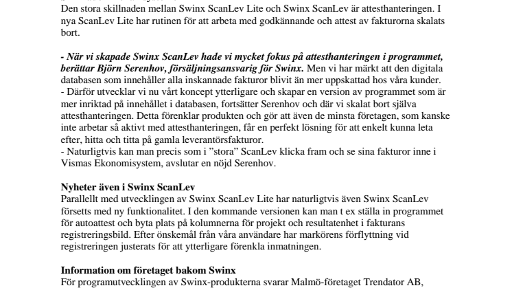 Klicka fram leverantörsfakturorna med Swinx ScanLev Lite!