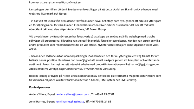 Boxon lanserar e-handel - BoxonDirect.se