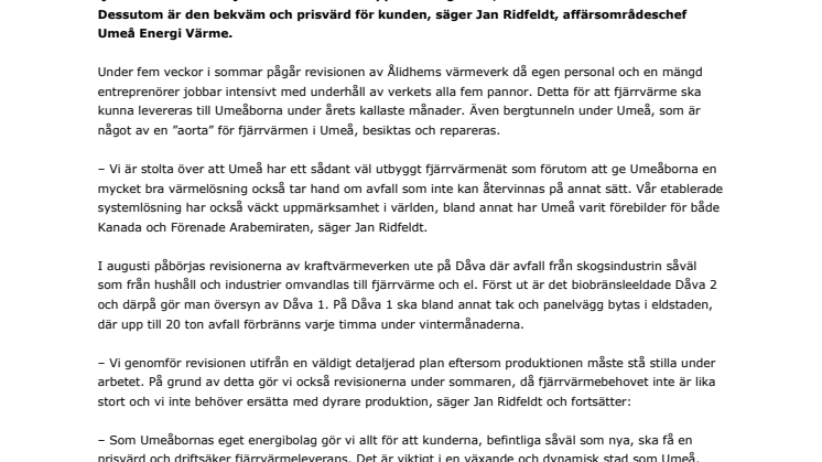 Högtryck på Umeå Energi för säkra fjärrvärmeleveranser