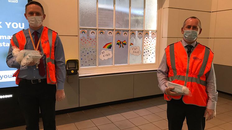 West Midlands Railway staff with face coverings at Worcester Foregate Street during the first week of mandatory use