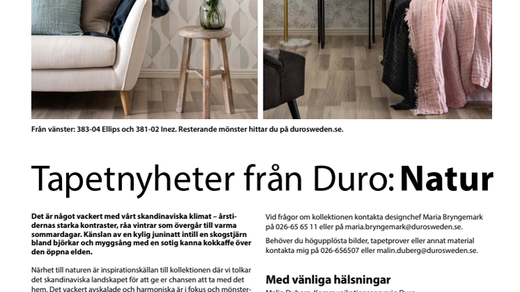 Tapetnyheter från Duro: Natur