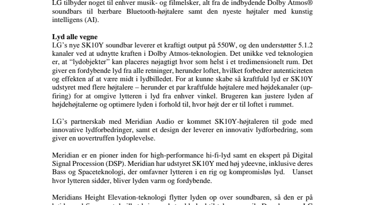 LG’S 2018 HØJTALER-LINEUP IMPONERER MED PREMIUM LYD, HØJ BRUGERVENLIGHED OG SMARTE EGENSKABER 