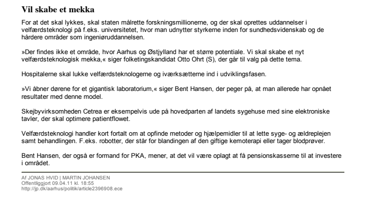 Cetrea i Jyllands Posten 