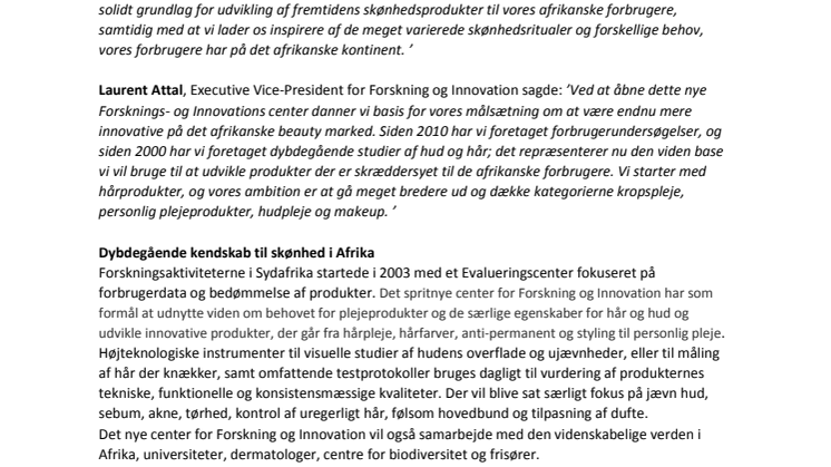L’Oréal åbner nyt forskningscenter i Sydafrika og speeder op på produktudviklingen