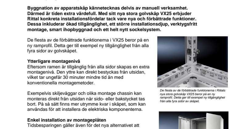 Rittal levererar montagefördelar med nya golvskåpet VX25 