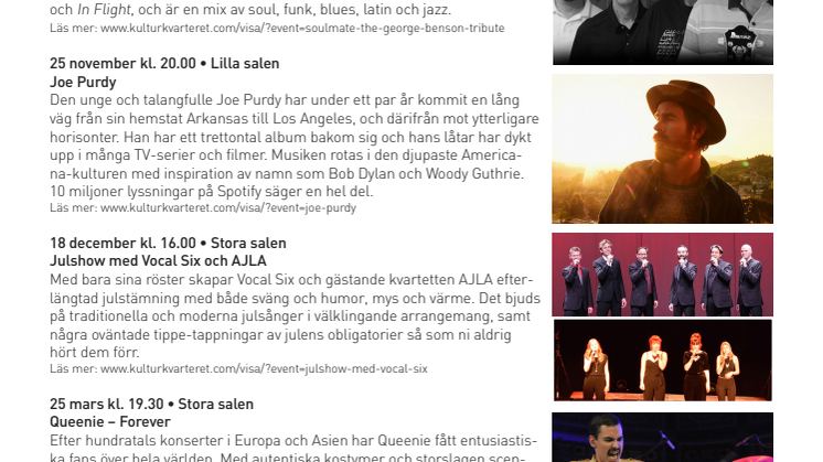Vocal Six, Joe Purdy, Queenie & Soulmate – fyra nya biljettsläpp du inte får missa!