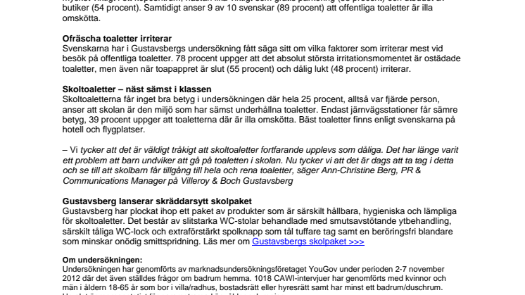 9 av 10 svenskar ger tummen ner för offentliga toaletter