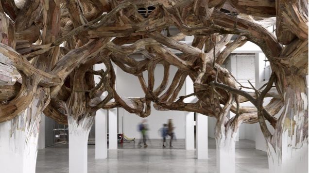 Henrique Oliveira’s Baitogogo on exhibit at the Palais de Tokyo in France. For H.C. Andersen’s House, Oliveira will create a massive tree installation inspired by the fairytale The Tinder-Box. Photo: André Morin.