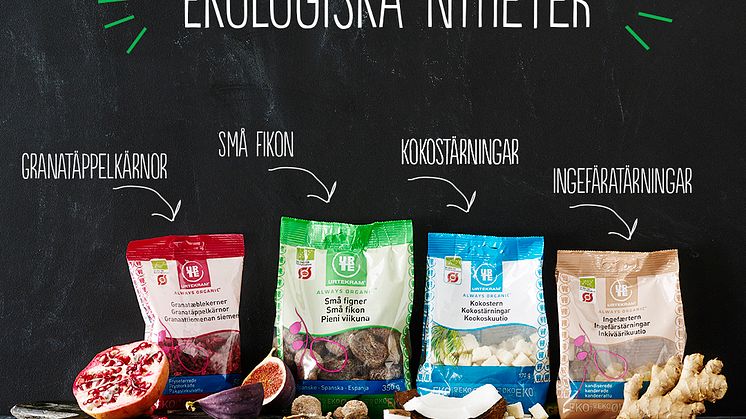 Ny serie ekologisk torkad frukt full av sol