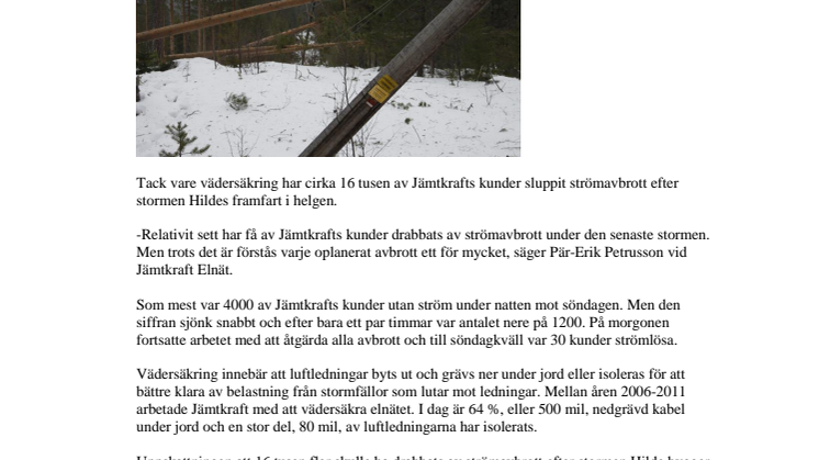 16 tusen kunder slapp strömavbrott
