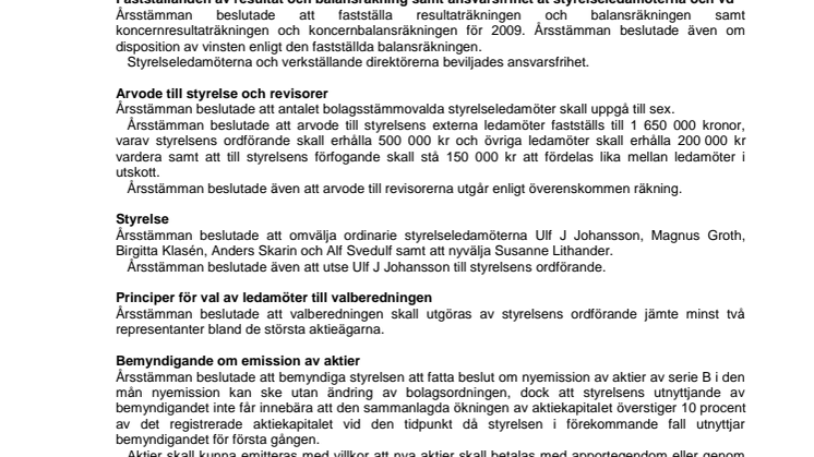 Årsstämma i Acando