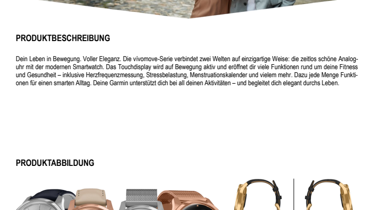Datenblatt Garmin vívomove-Serie UH