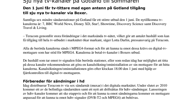 Sju nya tv-kanaler på Gotland till sommaren