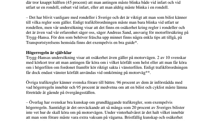 Var tredje svensk osäker på trafikreglerna i en rondell