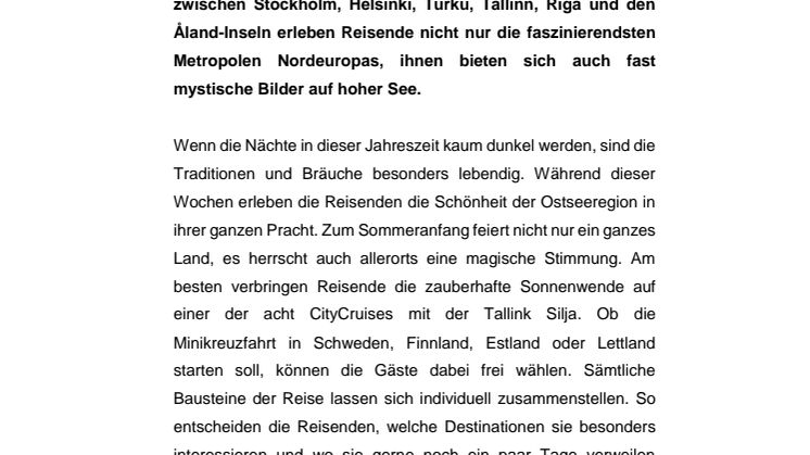 Weiße Nächte auf der Ostsee – Mit Tallink Silja zum traditionellen Mittsommer