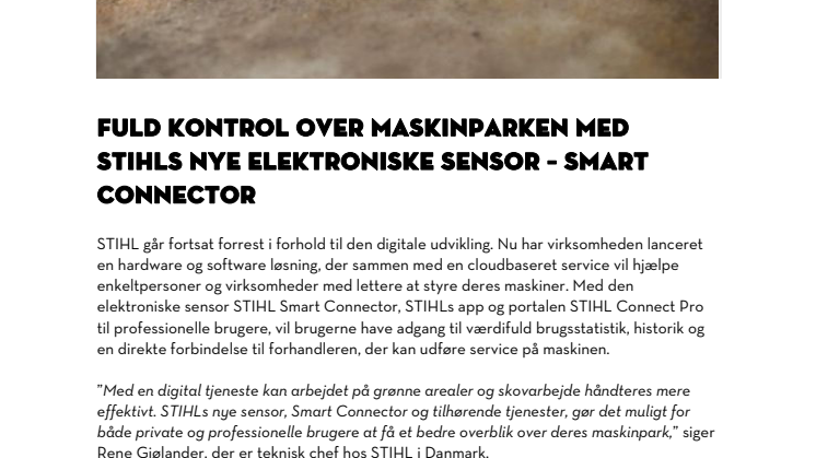 Fuld kontrol over maskinparken med den nye elektroniske sensor -  STIHL Smart Connector