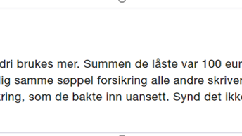 Misfornøyd kunde på Trustpilot.no