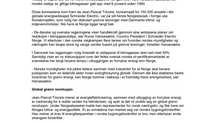 Norge er en nordisk klimasinke