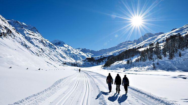 Winterwanderung im malerischen Fextal im Engadin, Kanton Graubünden © Copyright by Switzerland Tourism / By-Line swiss-image.ch Fotograf Robert Boesch