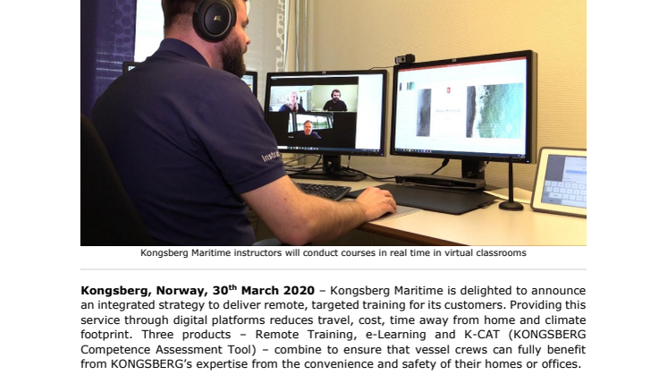Kongsberg Maritime offer remote training, e-Learning and assessment, with vessel-specific software