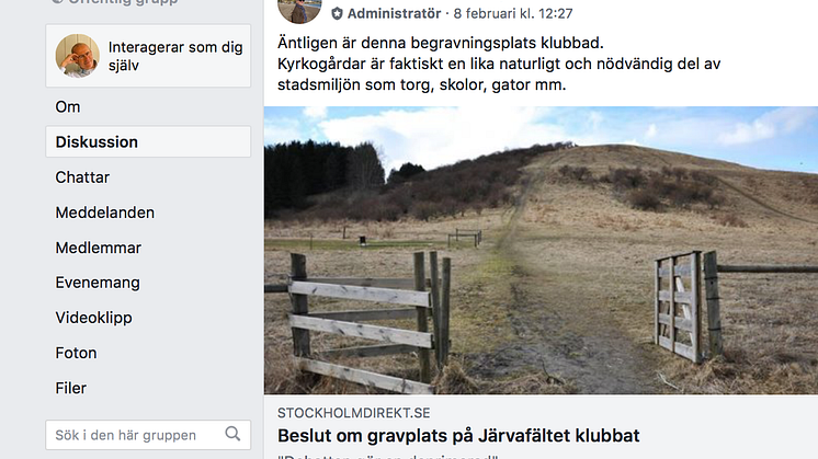 Facebookgrupp för debatt om stadsplanering i Stockholm
