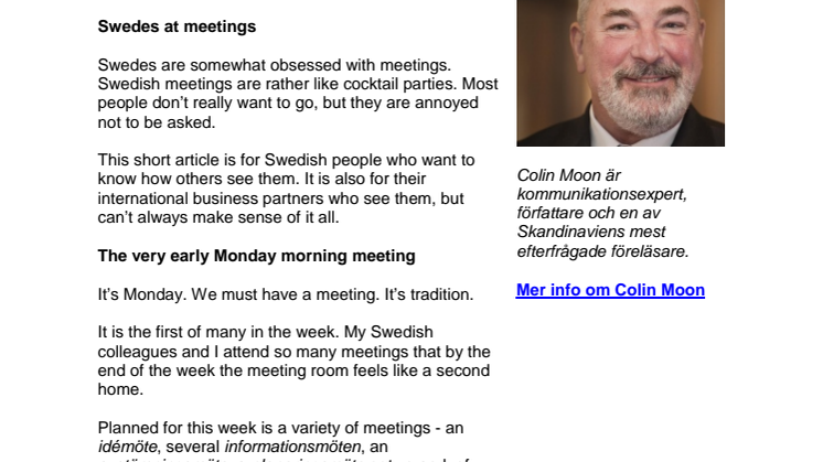 Why Swedes are mad about meetings.
