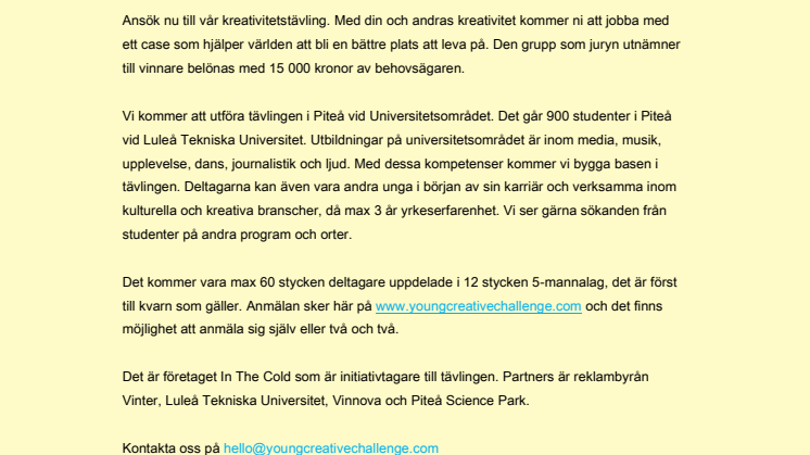 Kreativitetstävling ska bidra till att lösa globalt hälsoproblem
