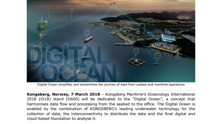 Kongsberg Maritime: KONGSBERG to Detail the ‘Digital Ocean’ at Oceanology International 2018