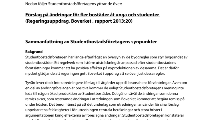 Remiss: Förslag på ändringar för fler bostäder åt unga och studenter