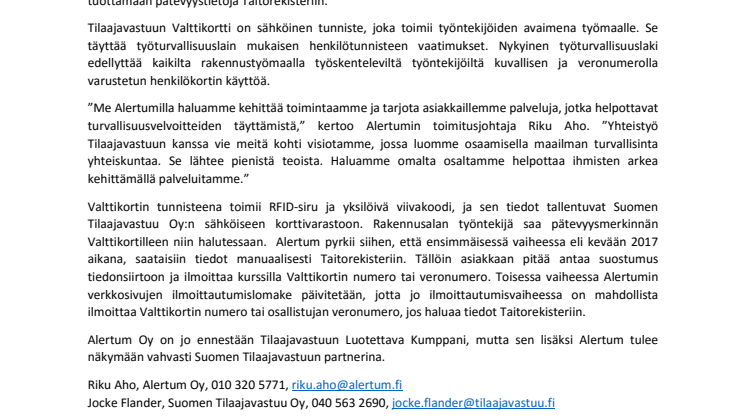 Alertumin yhteistyöprojekti Tilaajavastuun kanssa edistää koulutustietojen viemistä Taitorekisteriin