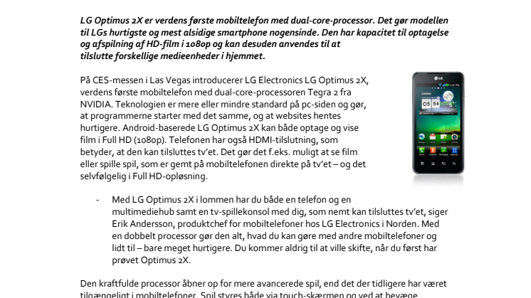 LG Optimus 2X – lynhurtig Android-mobil med Full HD