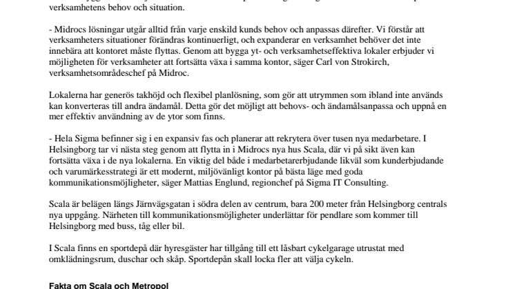 Midroc hyr ut kontorslokal i Scala till Sigma IT Consulting