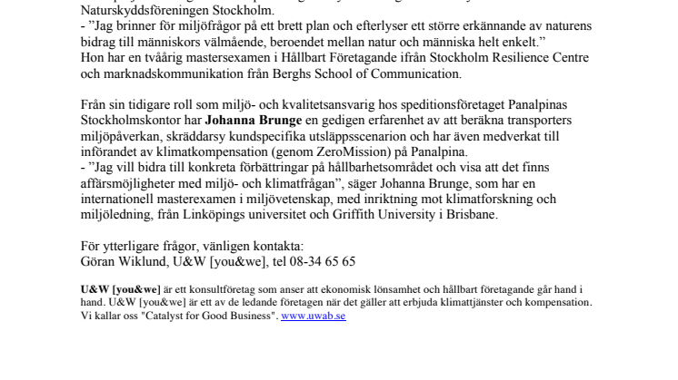 Hållbarhetskonsulterna U&W [you&we] växer