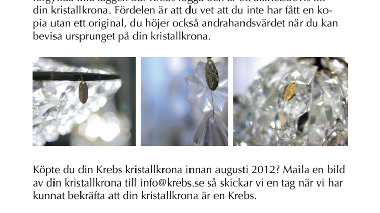 Krebs taggar med äkthetsbevis