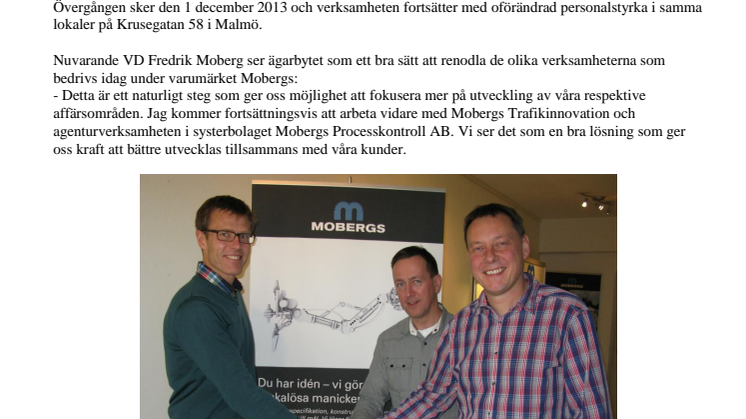 Medarbetare köper Mobergs Mekaniska AB