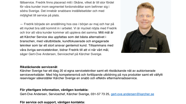 Kächer Service förstärker organisationen inom segmentet fordonstvättar