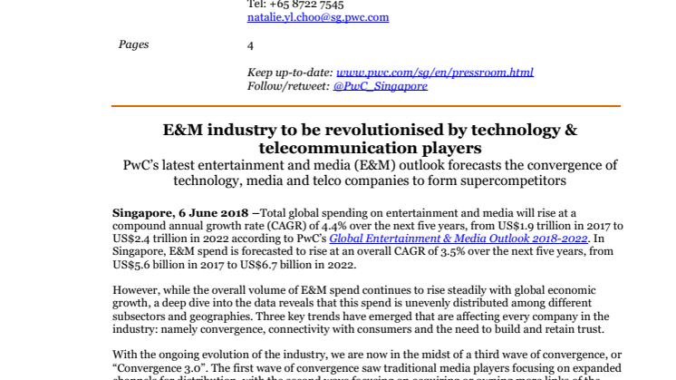 E&M industry to be revolutionised by technology & telecommunication players