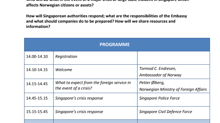 Security forum Tuesday 20 May 2014, 2.00-5.00 pm at Fullerton Hotel, The Boardroom, Lower Lobby